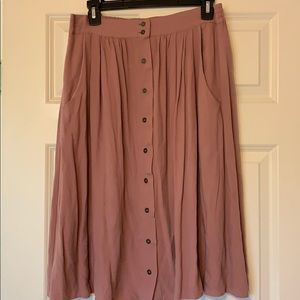 Forever 21 Rose Taupe Skirt w/ Buttons and Pockets